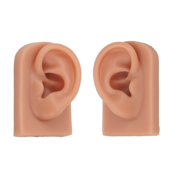 3D Silicone Piercing Practice Ear Model Flexible Reusable Human Body Parts Dark Skin Tone 2.95x1.97x1.18 in