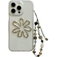 thumbnail image 1 of 3D Silver Sunflower Clear Case for iPhone 13 Pro Max with Beaded Phone Charm Chain,Retro Chic Stylish Design Soft Slim Protective Girly Gift Cover+Wristchain(iPhone 13promax 6.7"), 1 of 9