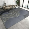 3D Simple Gray Marble Area Rugs, Golden Yellow Spiral Curved Lines ...