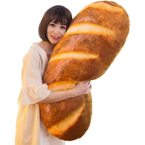 3D Simulation Bread Plush Pillow,Soft Butter Toast Bread Food Pillow Lumbar Back Cushion Stuffed Toy for Home Decor 39.3"