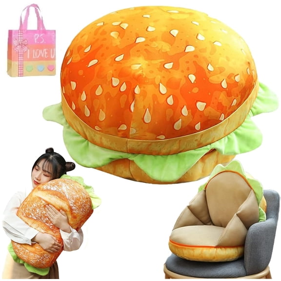 3D Simulation Cheeseburger Plush Pillow Large Sofa Cushion, Perfect Valentines Day Gift for Him/Her Z