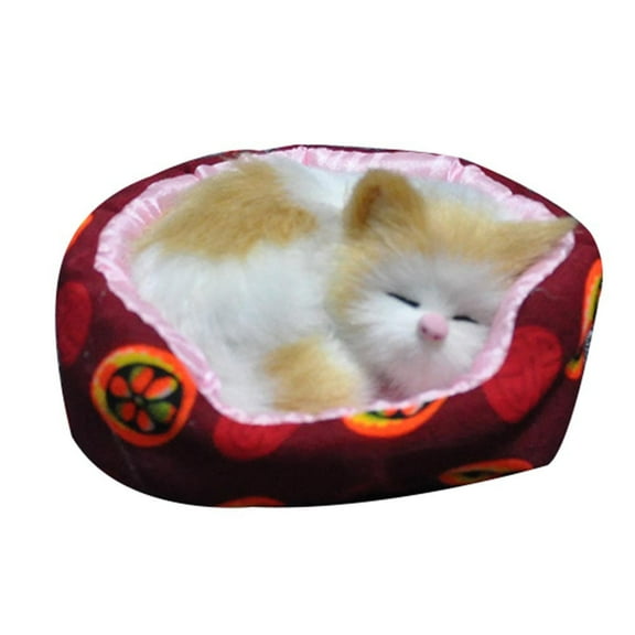3D Simulation Sleeping Cat Nesting Cage Plush Doll Home Decoration Kids Gift