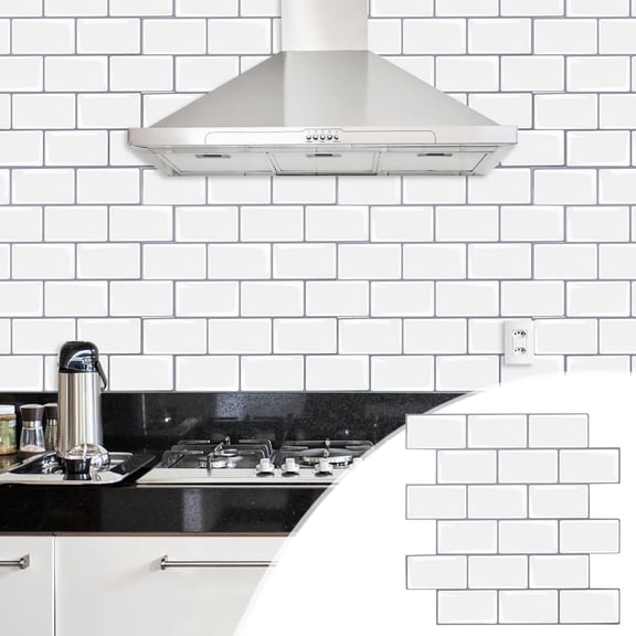 3D Simulation Wall Stickers Self Stick Peel and Stick Tile for Kitchen Bathroom Backsplash Decor - 12x12 Inch Square - Heat Resistant Easy to Clean Wallpaper for Home Accent Wall DIY Renovation