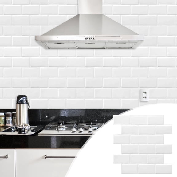 3D Simulation Wall Stickers Self-Stick Peel and Stick Tile for Kitchen Bathroom Backsplash Decor - 12x12 Inch Square Wallpaper Tile, Heat Resistant, Easy to Wipe Clean