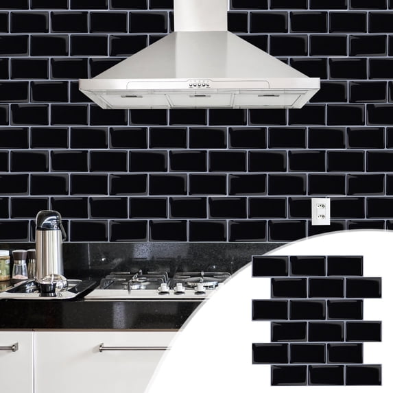 3D Simulation Wall Stickers Self-Stick Peel and Stick Tile for Kitchen Bathroom Backsplash Decor - 12x12 Inch Square Waterproof Wallpaper for Home Renovation Accent Wall