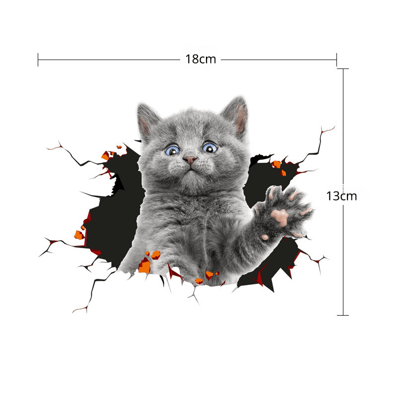 3D Simulation of Cute Cats Peeking Peering Car Sticker Creative Funny ...
