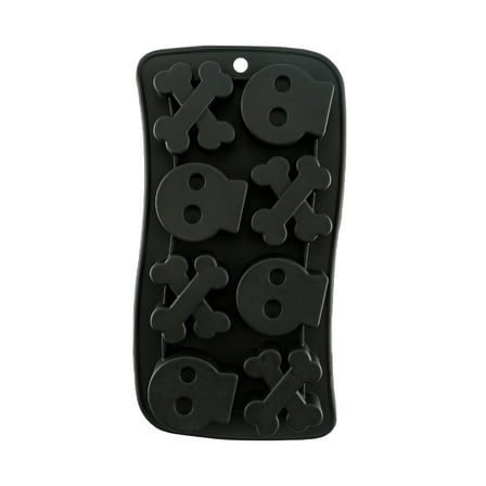 3D Skeleton Head Skull Silicone Fondant Molds Halloween Party Chocolate Candy Clay Moulds 8 Cavity Non-Stick Molds for DIY Chocolate, Cake, Pudding, Ice Cream, Silica Gel Mould, Black