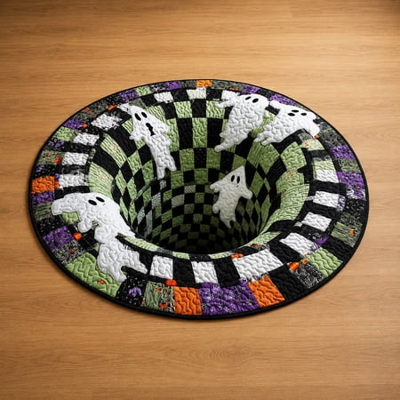 3D Skeleton Vortex Halloween Rug, Quilted Non-Slip Floor Mat,Style A-55in