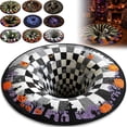 3D Skeleton Vortex Halloween Rug, Round Optical Illusion Area Rug with ...
