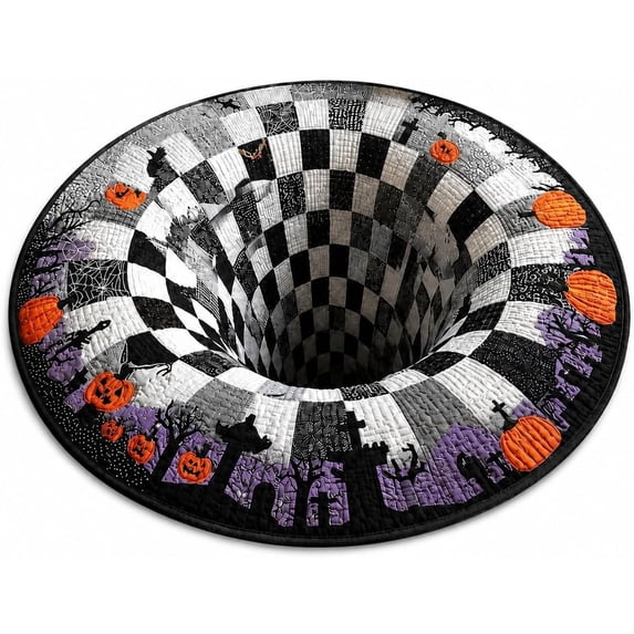 Sceleton Home 3D Skeleton Vortex Quilted Round Halloween Rug, 3D Halloween Vortex Rug ...