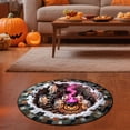 thumbnail image 1 of 3D Skeleton Vortex Quilted Round Halloween Rug, Deep Vortex Optical Illusion Rug, Non‑Slip, for Halloween Indoor Home Room Floor Decor, 1 of 5
