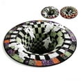 3D Skeleton Vortex Quilted Round Halloween Rug, Optical Illusion with ...