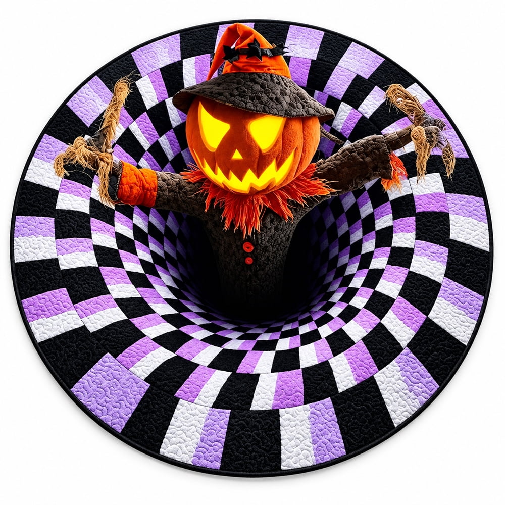 3D Skeleton Vortex Quilted Round Rug,Abyss Round Mat, Soft Crystal ...