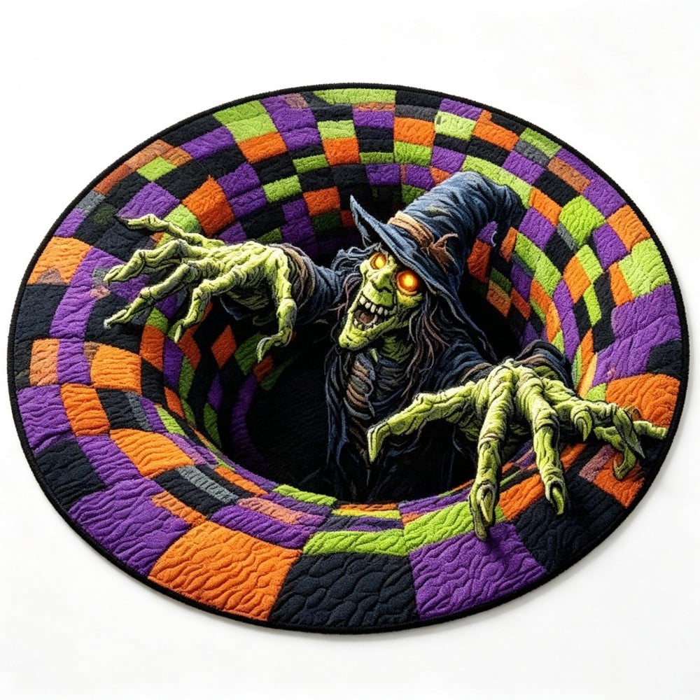 3D Skeleton Vortex Quilted Round Rug,Abyss Round Mat, Soft Crystal ...
