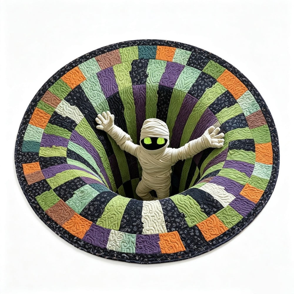 3D Skeleton Vortex Quilted Round Rug,Abyss Round Mat, Soft Crystal ...