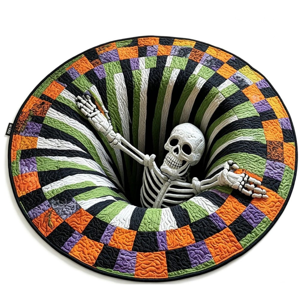 3D Skeleton Vortex Quilted Round Rug,Abyss Round Mat, Soft Crystal ...