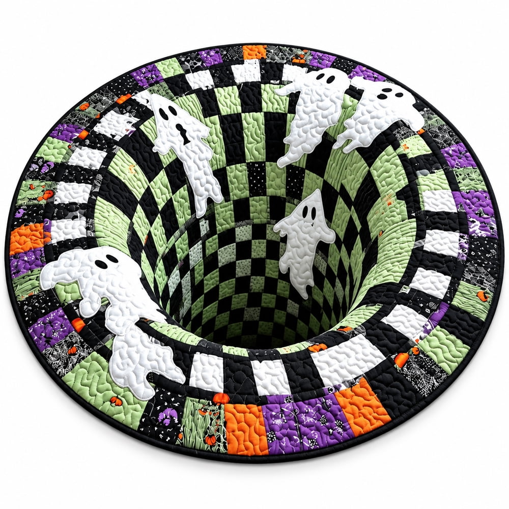 3D Skeleton Vortex Quilted Round Rug,Abyss Round Mat, Soft Crystal ...