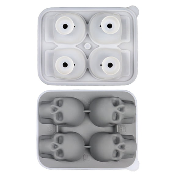 3D Skull Ice Cube Mold - Silicone Ice Tray for Cocktails, Iced Coffee & Bourbon, Novelty Ice Mold for Halloween Parties, Chocolate & Cake Decor