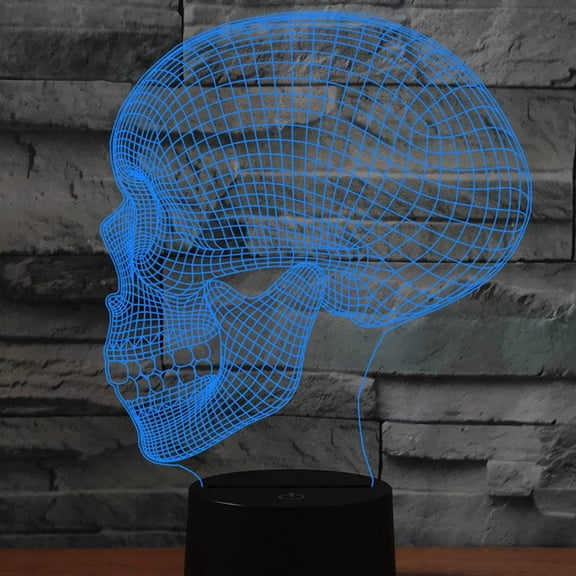 3D Skull Night Light Table Desk Optical Illusion Lamps 7 Color Changing Lights LED Table Lamp Xmas Home Love Birthday Children Kids Decor Toy Gift