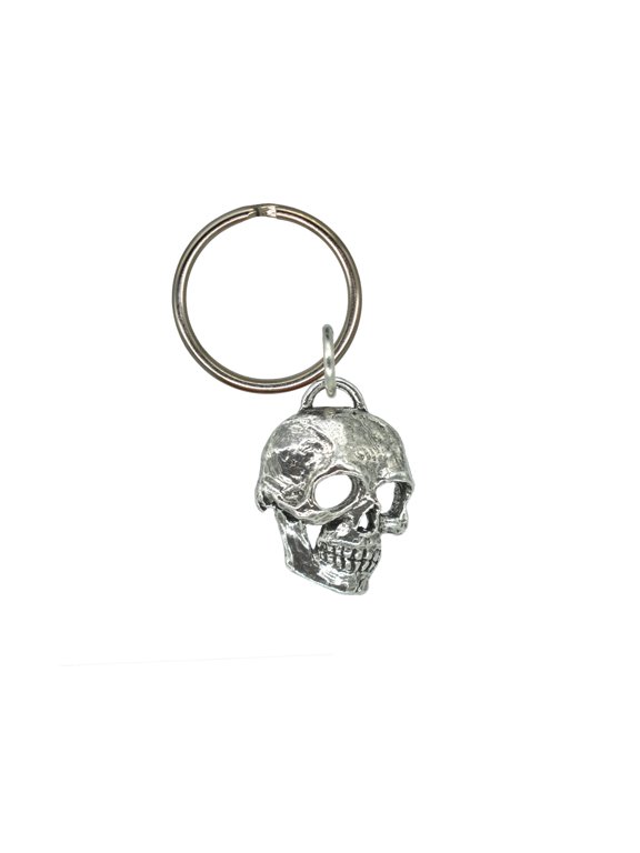 3D Skull Side View Keychain, G122KC, 1 inch, Metal, Death, Pewter, Key Fob, Key Ring, Keys, Zipper Pull, Luggage Tag, Backpack, Over 300 Keychain Designs, Handmade in the USA, 100% American Made