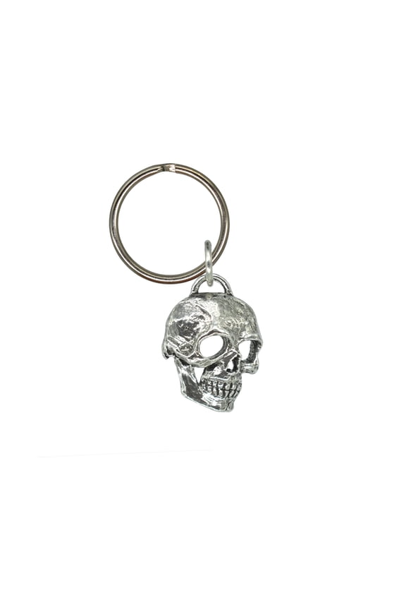 3D Skull Side View Keychain, G122KC, 1 inch, Metal, Death, Pewter, Key Fob, Key Ring, Keys, Zipper Pull, Luggage Tag, Backpack, Over 300 Keychain Designs, Handmade in the USA, 100% American Made