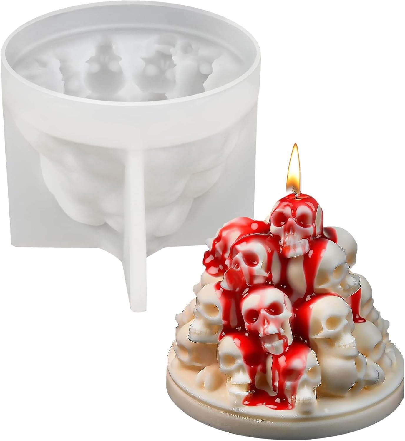 3D Skull Silicone Mold for Resin Candle Soap and Whiskey Ice Making
