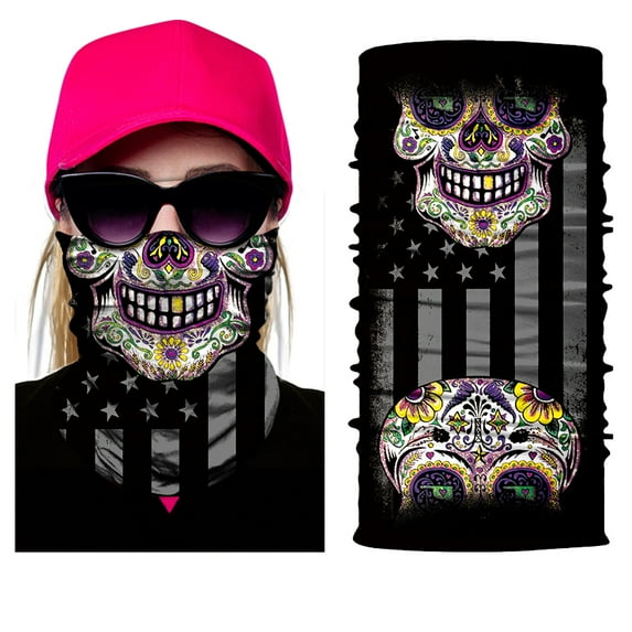 3D Skull Skeleton Balaclava Seamless Motorcycle Neck Face Shield Mask Scarf Bicycle Hunting Outdoor Anti-UV Bandana Headband (HR040985)