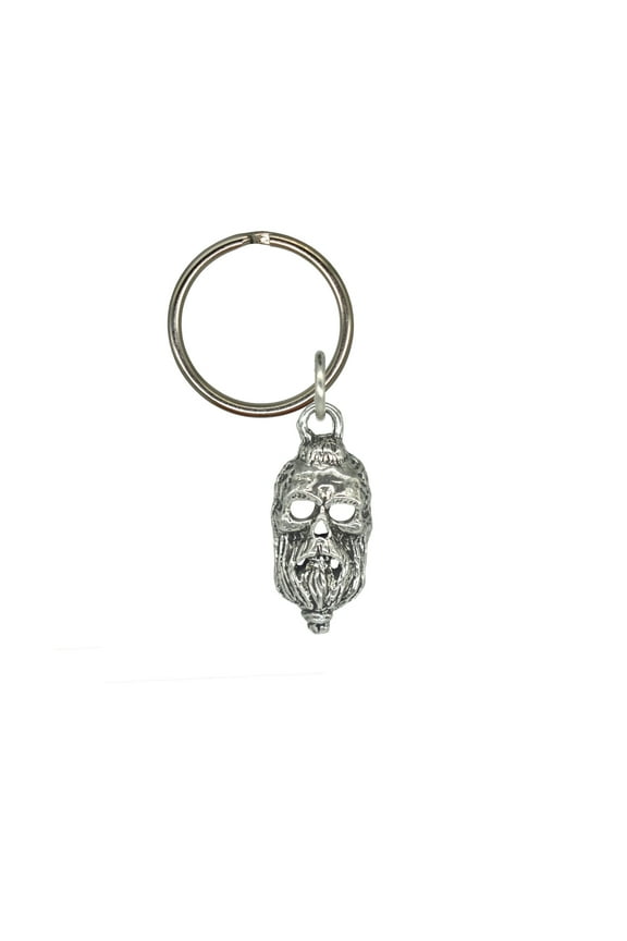 3D Skull With Beard Keychain, G134KC, 1 1/4 inch, Viking, Death, Metal, Pewter, Key Fob, Key Ring, Keys, Zipper Pull, Luggage Tag, Backpack, Over 300 Keychain Designs, Handmade in the USA