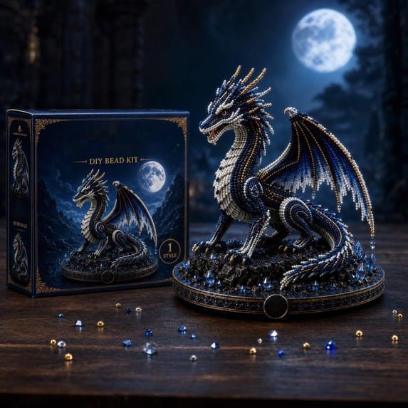 3D Sky Dragon DIY Bead Kit, Mythical Dragon Beaded Animal Figurine, Handmade Desktop Ornament Craft Set for Adults and Craft Lovers