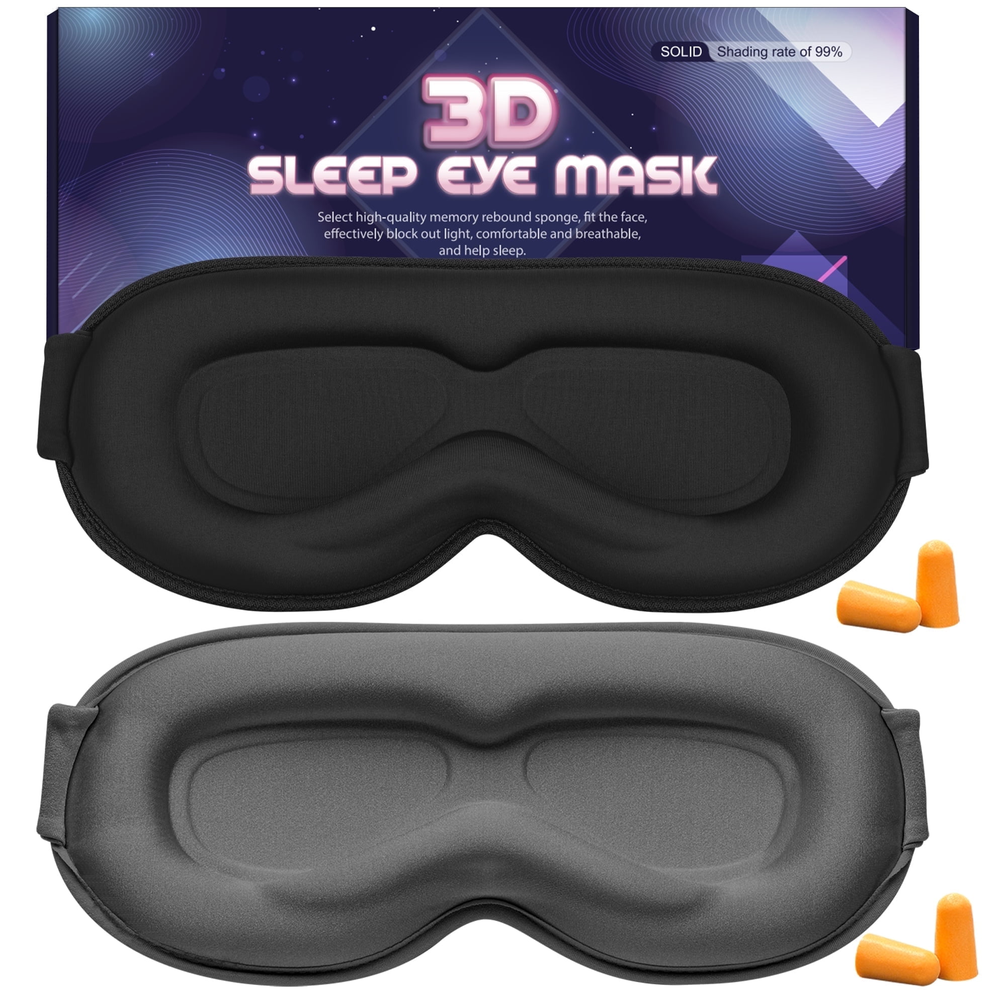 FACEMOON Weighted 3D Sleep Mask - 100% Blackout Eye Mask for Sleeping, Travel & Meditation | Memory Foam, Adjustable Strap