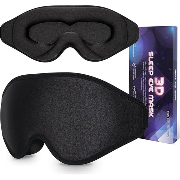 3D Sleep Mask, Blackout Eye Mask for Lash Extensions Side Sleeper, Sleeping Mask with Adjustable Silent Strap