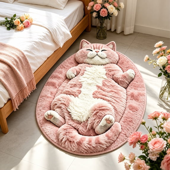 3D Sleeping Cat Rug Floor Mat, Sleeping Feline Entryway Area Rug, for ...