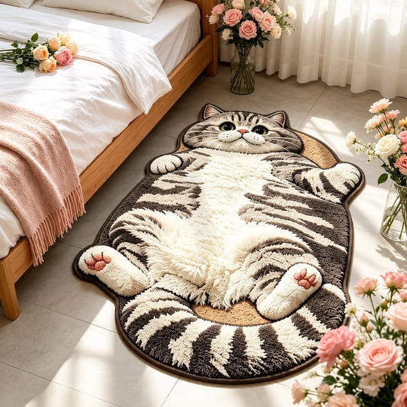 3D Sleeping Cat Rug Floor Mat, Sleeping Feline Entryway Area Rug, for ...