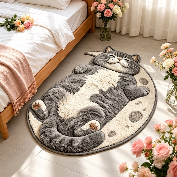 3D Sleeping Cat Rug Floor Mat, Sleeping Feline Entryway Area Rug, for ...