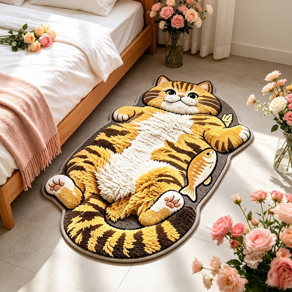 3D Sleeping Cat Rug Floor Mat, Sleeping Feline Entryway Area Rug, for ...