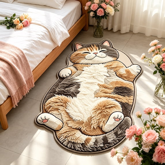 3D Sleeping Cat Rug Floor Mat, Sleeping Feline Entryway Area Rug, for ...