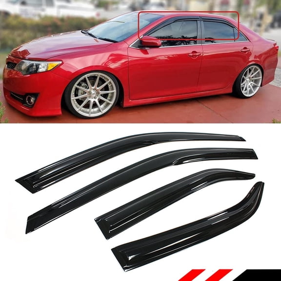 3D Smoked Window Visor Vent Shade Rain/Sun Guard Compatible for 2012-2014 L LE XLE