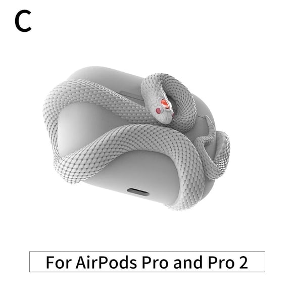 3D Snake Wireless Earphone Protective Case for AirPods Pro/Pro 2, Anti-Scratch Snake Wireless Earphone Protective Case, Unique Snake-Shaped Case for Airpods Pro/Pro 2