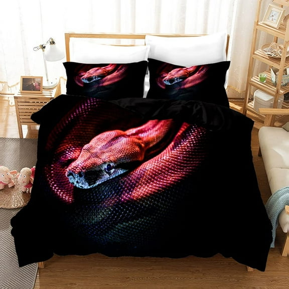 3D Snake for Teens Adult Green Snake Duvet Cover Reptile Printing Bedding Set Wild Animal Quilt Cover Room ration Bedding