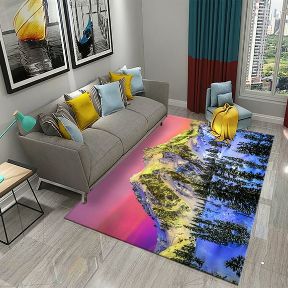 3D Snow Mountain Landscape Carpet Living Room Rug Non-Slip Hallway Bedroom Bathroom Mat Kitchen Floor Mat Home Entrance Door Mat