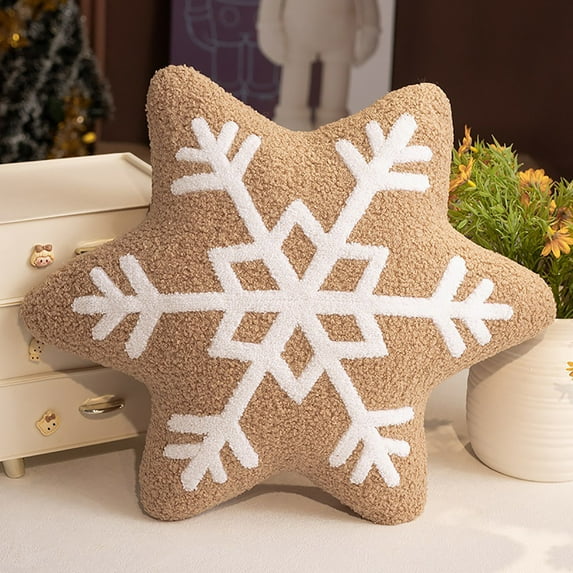 3D Snowflake Christmas Decorative Throw Pillows, Christmas Snowflake Throw Pillows, Cute Winter Plush Pillow, Living Room Bedroom Decor, Christmas Decoration