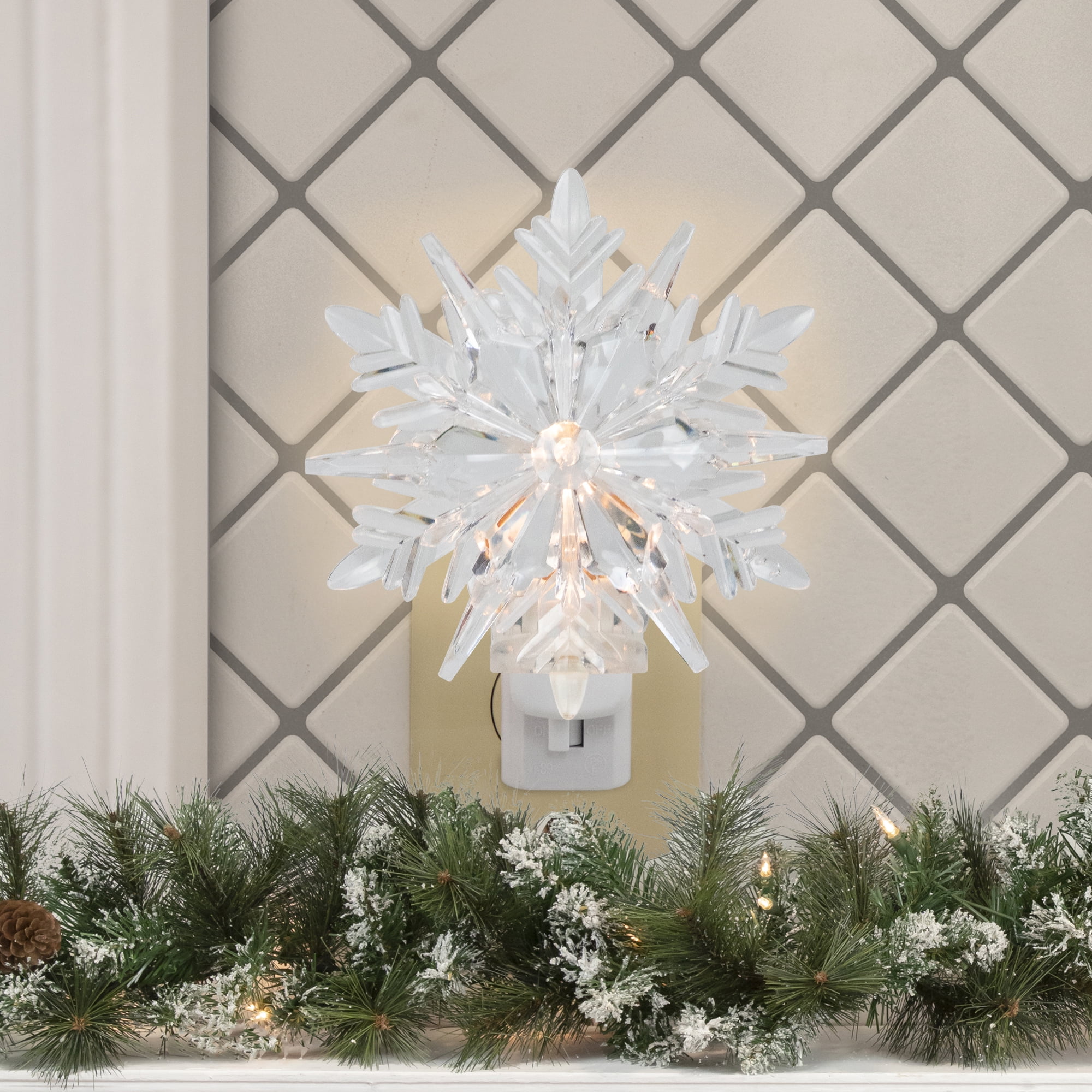 Northlight 3D Snowflake Christmas Night Light - 6" - Clear
