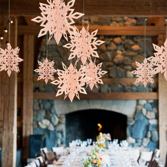 3D Snowflake Ornaments 6Pcs Christmas Snowflake Xmas Hanging Decoration (3 Sizes 2 Pieces Each)