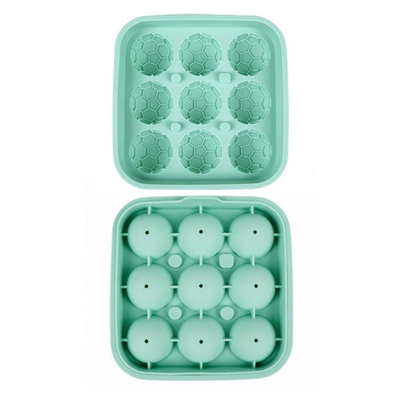 3D Soccer Ball Ice Cube Mold, Silicone Ice Tray with Lid, Reusable Round Ice Mold for Whiskey, Cocktails & Drinks(Green)