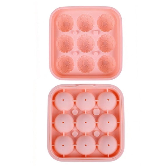 3D Soccer Ball Ice Cube Mold, Silicone Ice Tray with Lid, Reusable Round Ice Mold for Whiskey, Cocktails & Drinks(Red)