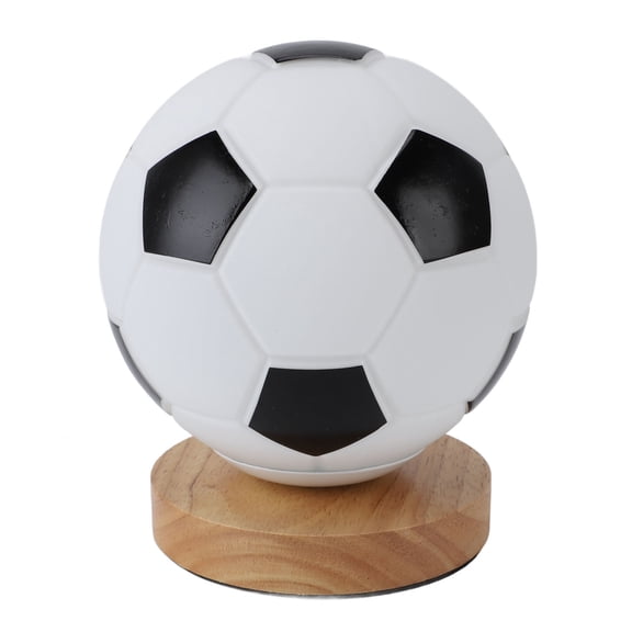 3D Soccer Ball Night Light with Remote Control Timer Soft Lighting Glass and Oak Base Dazzling Proof Sports Theme Desk Lamp for Kids Room Decor, 8.6 Inches / 22 cm