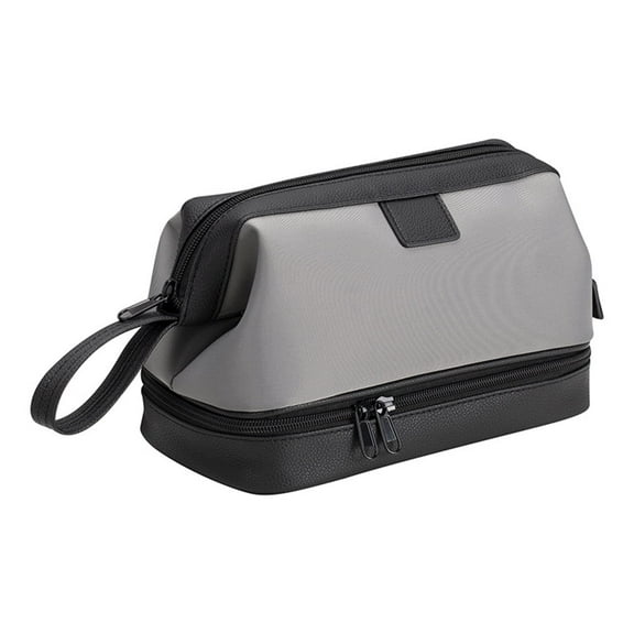 Mens Toiletry Bag Travel Dopp Kit, Wet and Dry Separation Bathroom Shaving Pouch,PU Leather Shower Toileties Organizer-Black