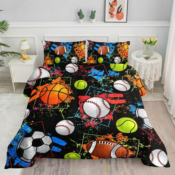 3D Soccer Comforter Set Retro St Soccer Printed Bedding Set with 1 Comforter and 2 Pillowcases for Boys and Girls Bedroom All Season(Soccer-2 Twin)