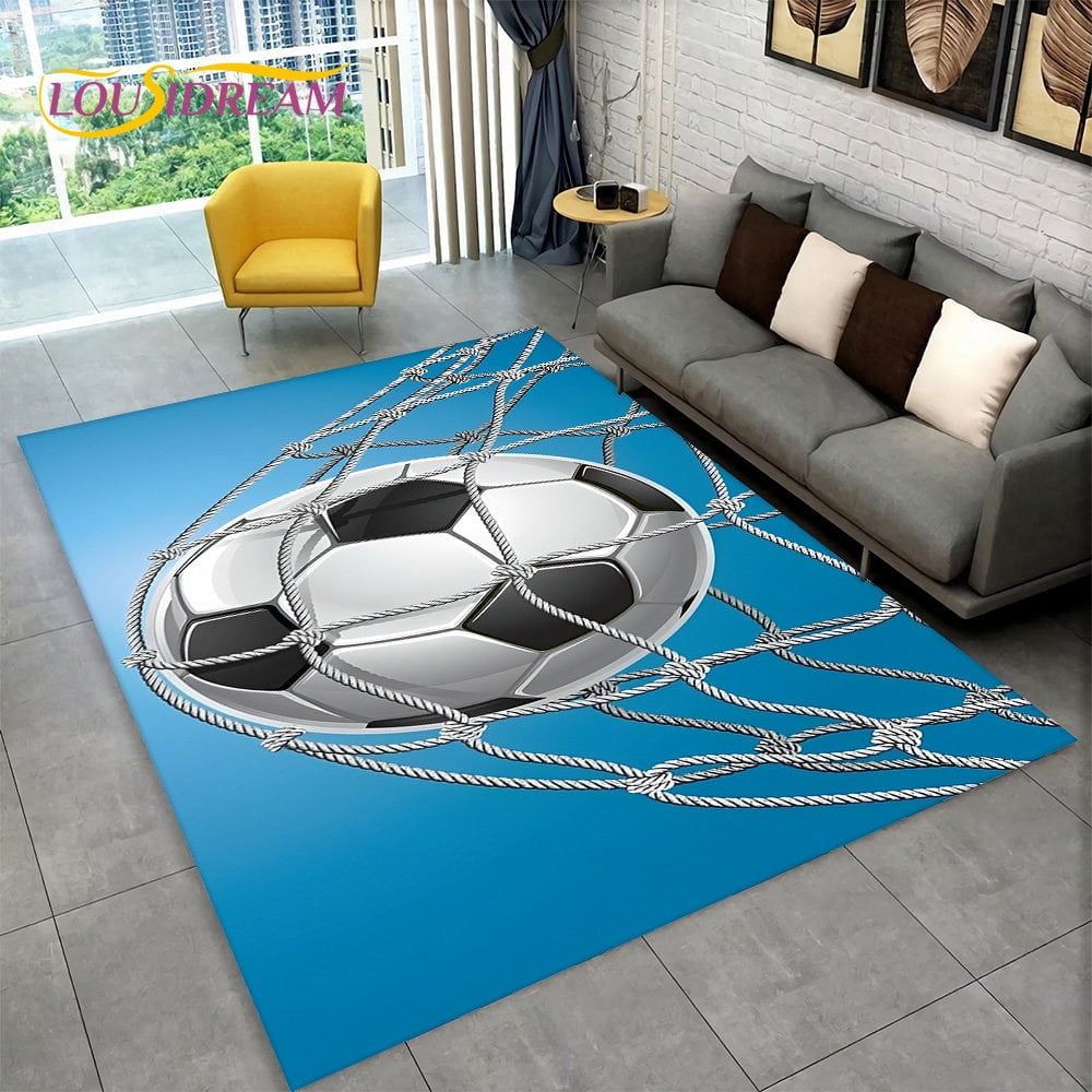 3D Soccer Football Field Cartoon Area Rug Carpet Rug for Living Room ...
