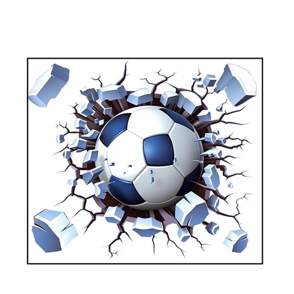 3D Soccer Stickers, Art Ball Soccer Wall Decal for Kids Room, Football DIY Soccer Wallpaper for Boys Bedroom Playroom Living Room Door Decoration (13x15in)